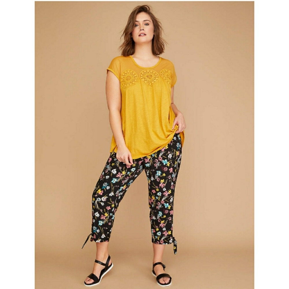 NWT Lane Bryant Floral Tie-Hem Crop Pants - Picture 3 of 4